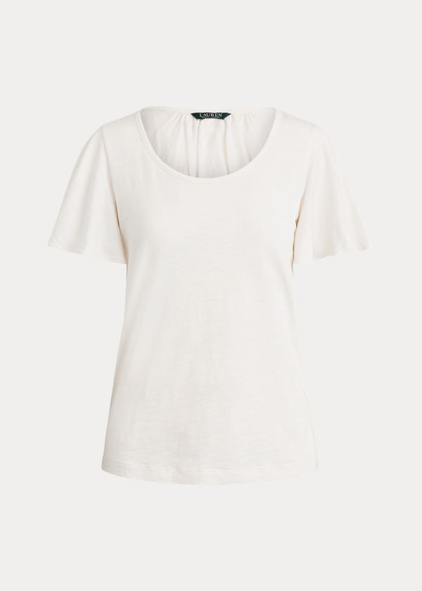 Ralph Lauren Cotton Scoopneck T Shirt Dame Danmark (PTWAR2584)